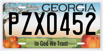 GA license plate PZX0452