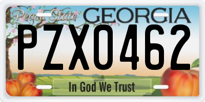 GA license plate PZX0462
