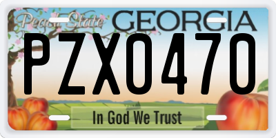 GA license plate PZX0470