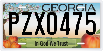 GA license plate PZX0475