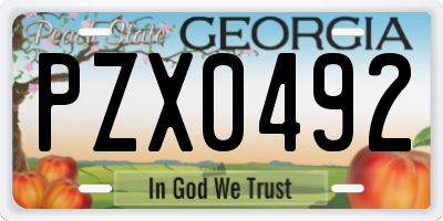 GA license plate PZX0492