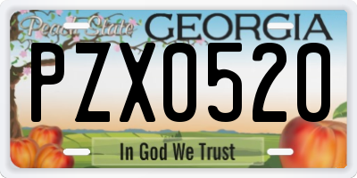 GA license plate PZX0520