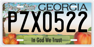 GA license plate PZX0522