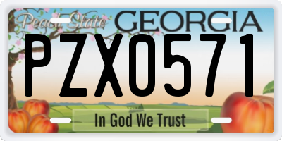 GA license plate PZX0571