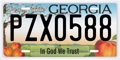 GA license plate PZX0588