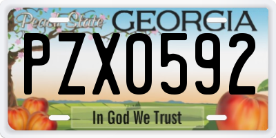 GA license plate PZX0592