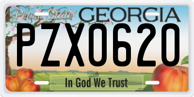 GA license plate PZX0620
