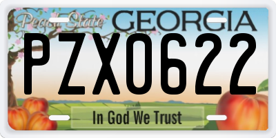 GA license plate PZX0622