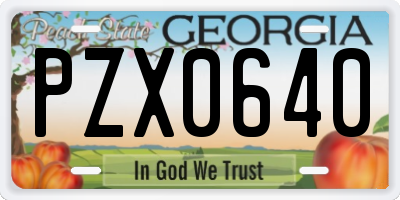 GA license plate PZX0640
