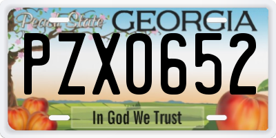 GA license plate PZX0652