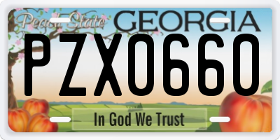 GA license plate PZX0660