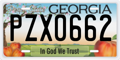 GA license plate PZX0662