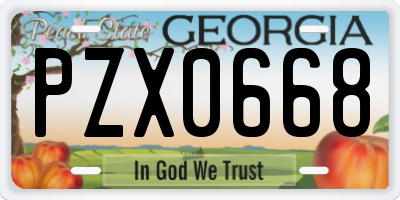 GA license plate PZX0668