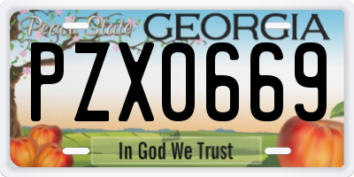 GA license plate PZX0669