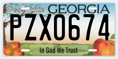 GA license plate PZX0674
