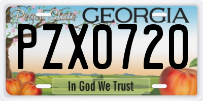GA license plate PZX0720
