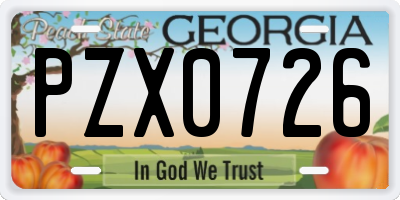 GA license plate PZX0726