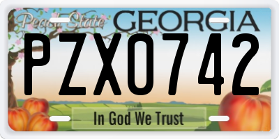 GA license plate PZX0742
