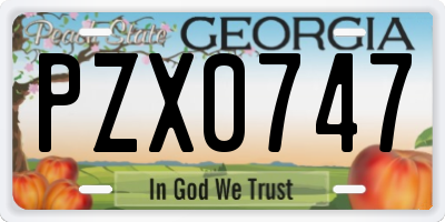 GA license plate PZX0747