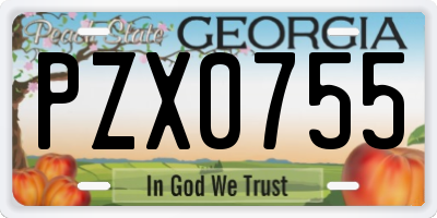 GA license plate PZX0755