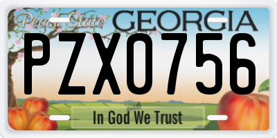 GA license plate PZX0756