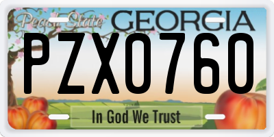 GA license plate PZX0760