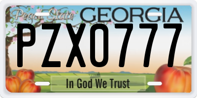 GA license plate PZX0777