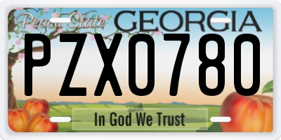 GA license plate PZX0780
