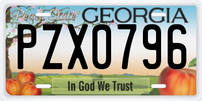 GA license plate PZX0796