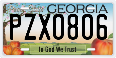 GA license plate PZX0806