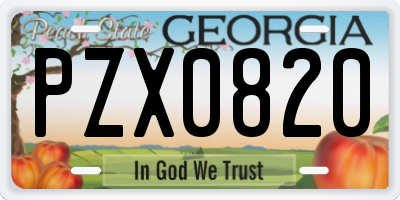 GA license plate PZX0820