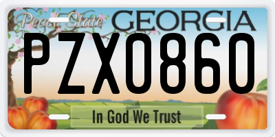 GA license plate PZX0860