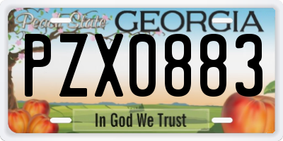 GA license plate PZX0883