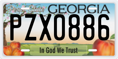 GA license plate PZX0886