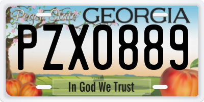 GA license plate PZX0889