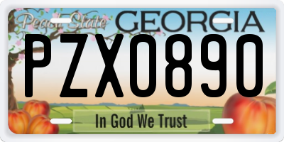 GA license plate PZX0890