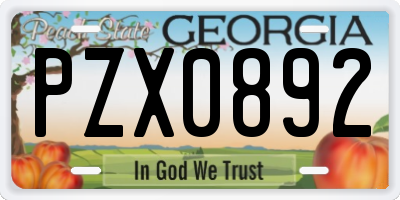 GA license plate PZX0892