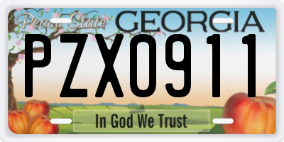 GA license plate PZX0911