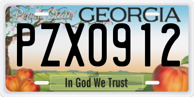 GA license plate PZX0912