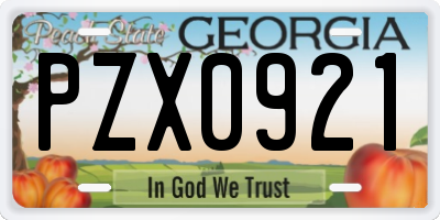 GA license plate PZX0921