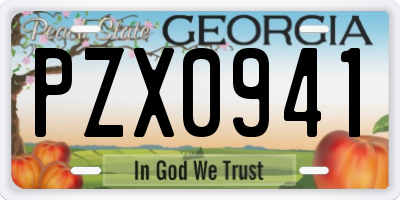 GA license plate PZX0941