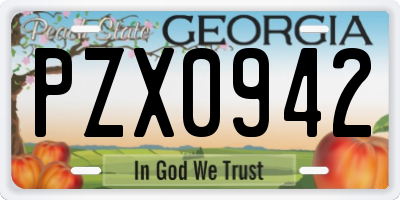 GA license plate PZX0942