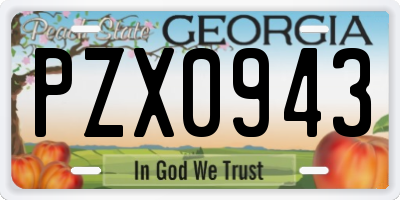 GA license plate PZX0943