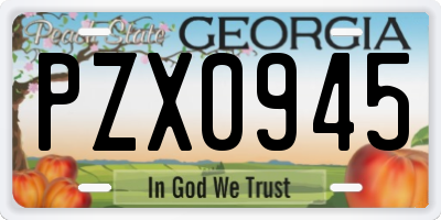GA license plate PZX0945