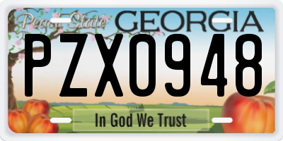 GA license plate PZX0948