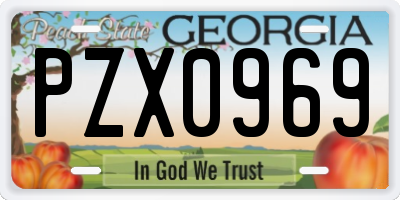 GA license plate PZX0969