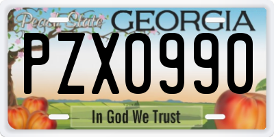 GA license plate PZX0990