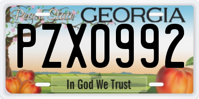 GA license plate PZX0992