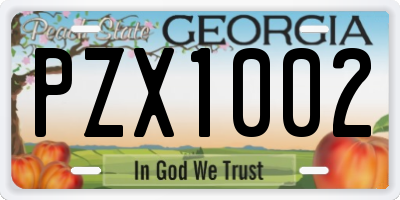 GA license plate PZX1002