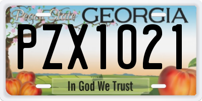 GA license plate PZX1021